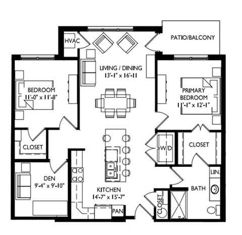 a floor plan of a house with bedrooms and a living room